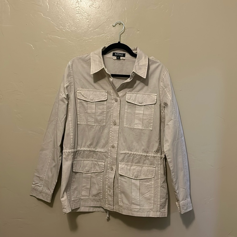 Brand new, never worn, and washed beige safari jacket